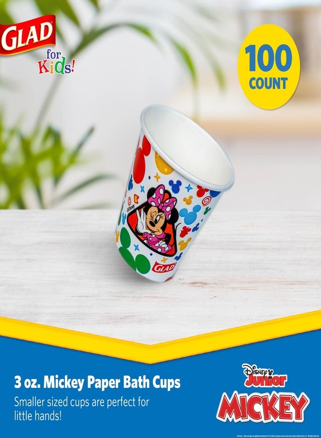 Glad for Kids Disney Mickey & Friends Disposable Mini Paper Cups - Colorful Heavy Duty, Soak Proof, Bathroom Mouse Rinse Cups for Kids, 3 Ounce, 100 Count - Image 2